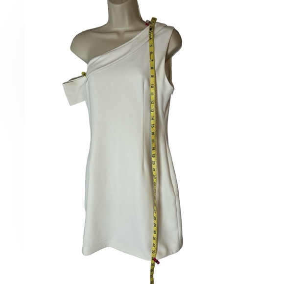 Glamorous Studio white lined dress with one shoulder size 8 - Picture 3 of 8